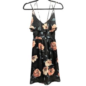 Blush Floral Crossback Ruffle Dress